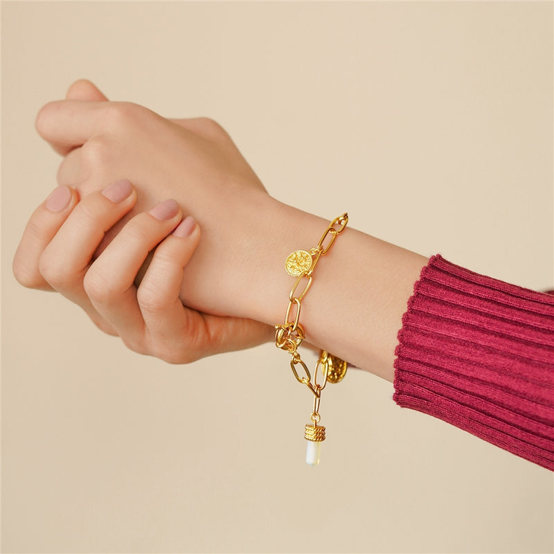 Opalite Charm Bracelet - 14k Gold Plated Newbridge Silverware