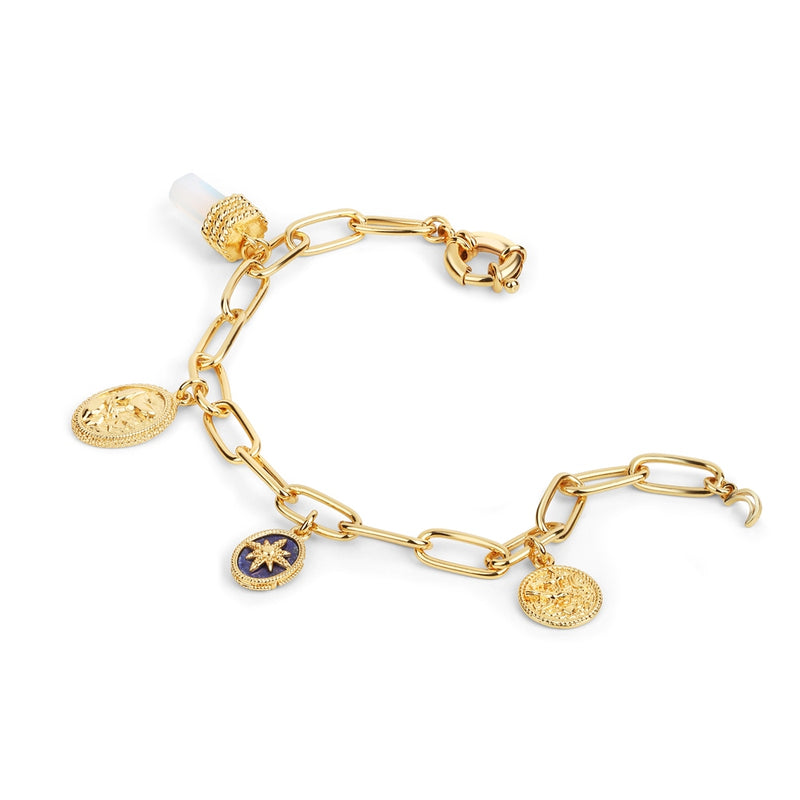 Opalite Charm Bracelet - 14k Gold Plated Newbridge Silverware