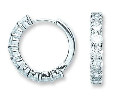 Silver Cz Hoop Earrings - STERLING SILVER - Hanratty Jewellers