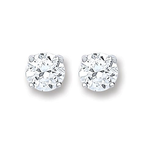Brilliant-Cut Cz Claw-Set Stud Earring - STERLING SILVER - Hanratty Jewellers