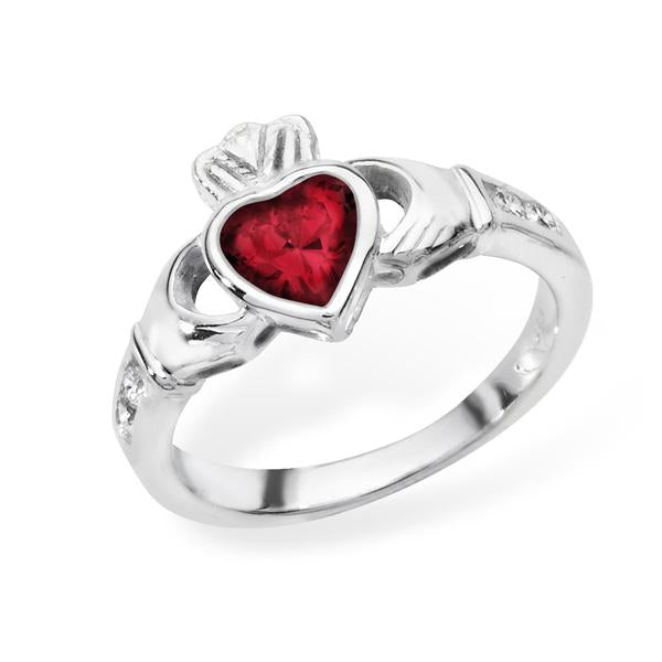 January Birthstone Claddagh Ring - STERLING SILVER - Hanratty Jewellers