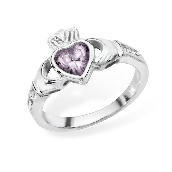 June Birthstone Claddagh Ring - STERLING SILVER - Hanratty Jewellers