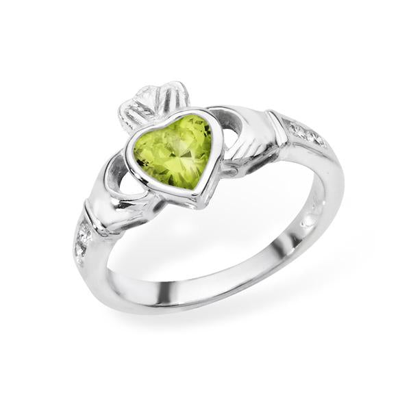 August Birthstone Claddagh Ring - STERLING SILVER - Hanratty Jewellers