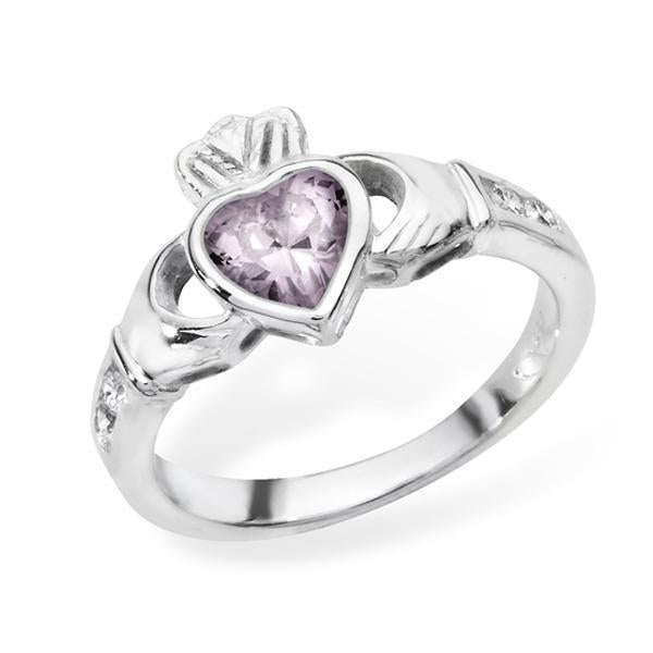 October Birthstone Claddagh Ring - STERLING SILVER - Hanratty Jewellers