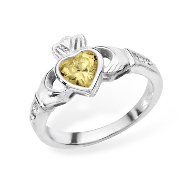 November Birthstone Claddagh Ring - STERLING SILVER - Hanratty Jewellers