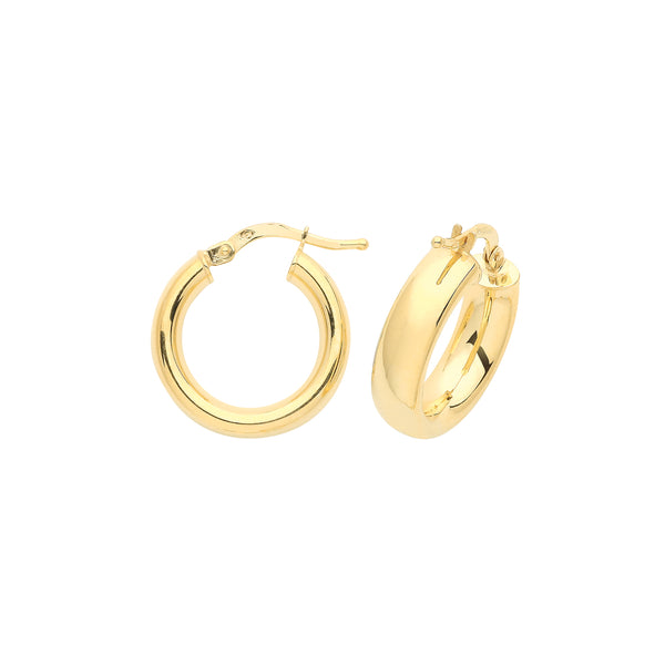 12mm Tube Hoop Earrings - 9ct Yellow Gold - Hanratty Jewellers