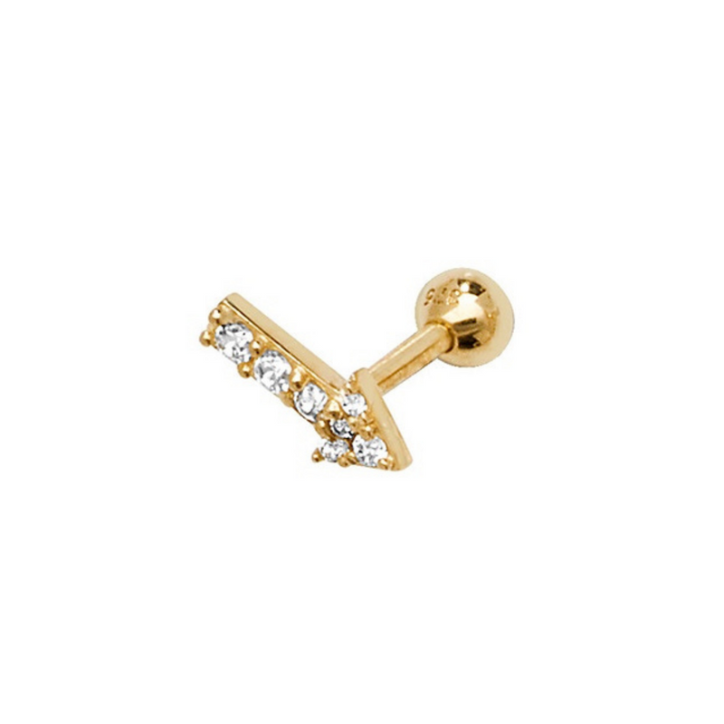 CZ Arrow 6mm Post Stud Piercing - 9ct Yellow Gold - Hanratty Jewellers