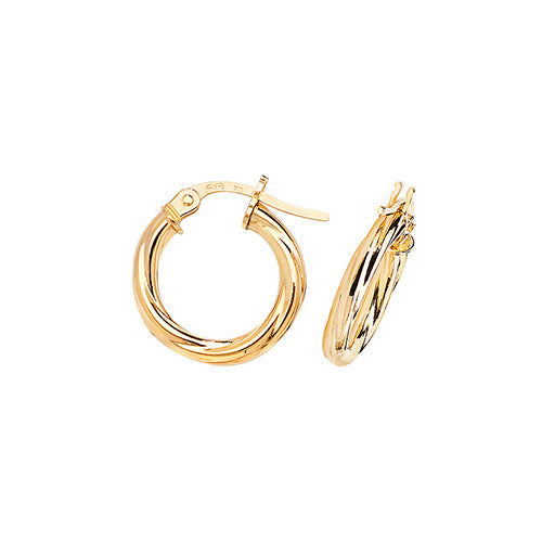 10mm Hoop Earrings - 9ct Yellow Gold