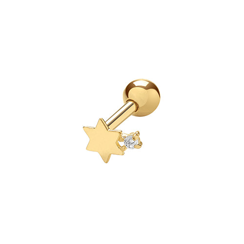 Star CZ Cartilage Piercing - 9ct Yellow Gold