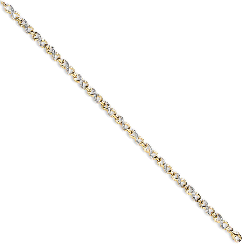 Figure 8 CZ Link Bracelet - 9CT YELLOW GOLD - Hanratty Jewellers
