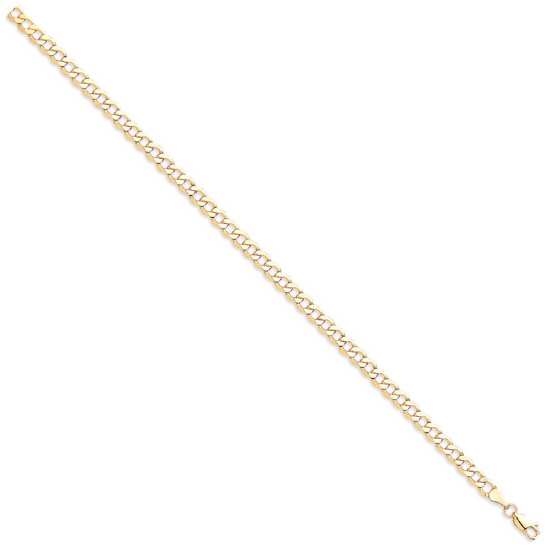 Hollow Curb Bracelet - 9CT YELLOW GOLD
