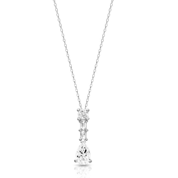 CZ Necklace - 9ct White Gold