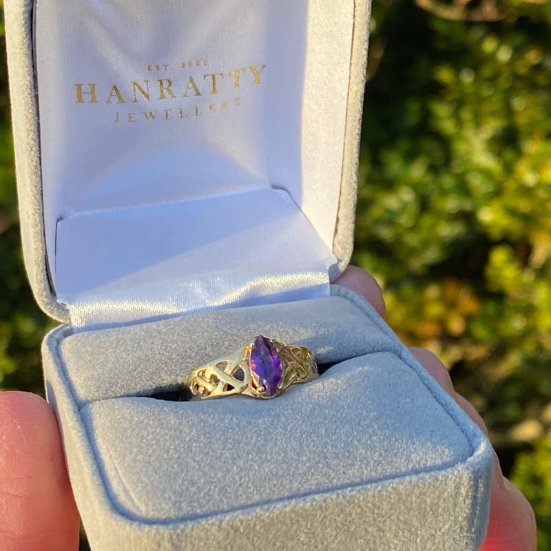 Celtic Amethyst Ring - 9ct Yellow Gold