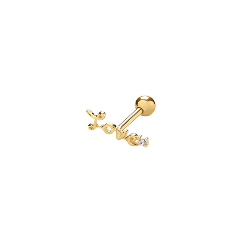 Love CZ Cartilage Piercing - 9ct Yellow Gold