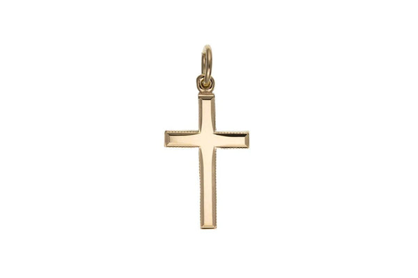 MILLGRAIN EDGE CROSS NECKLACE - 9CT GOLD