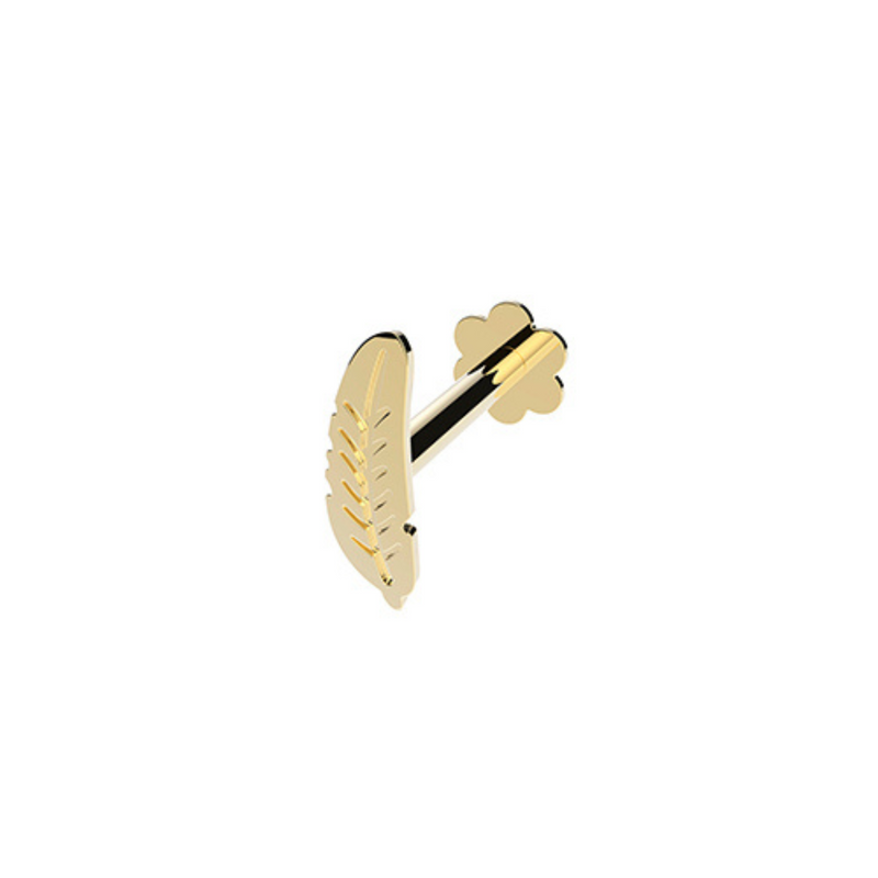Gold Feather Labret Cartilage Piercing-Hanratty Jewellers