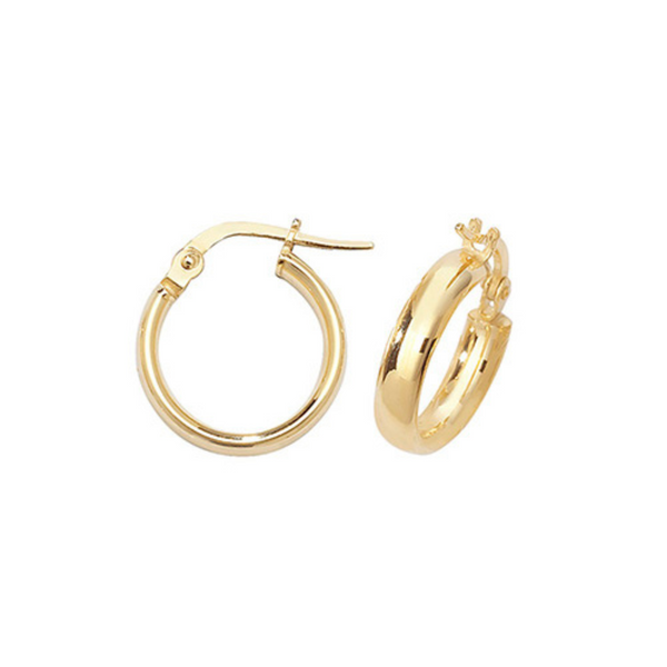 10mm Hoop Earrings - 9ct Yellow Gold