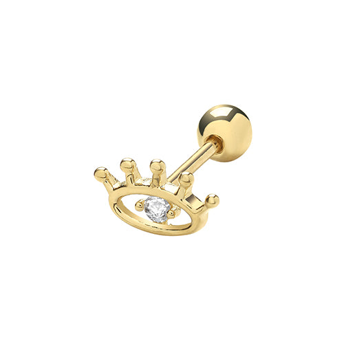 Evil Eye 6mm Post Stud Cartilage Piercing - 9ct Yellow Gold