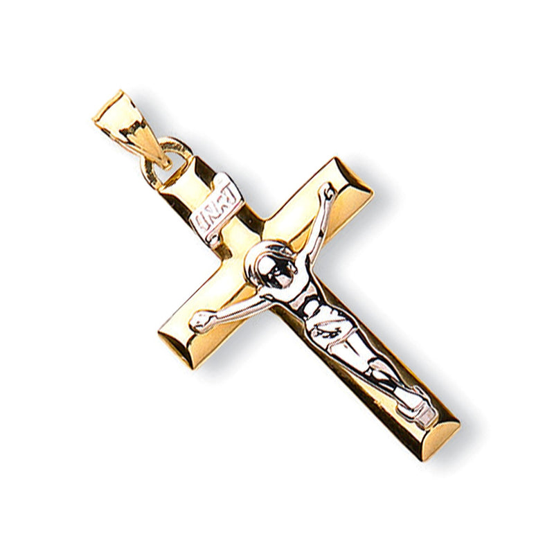 CRUCIFIX PENDANT - 9CT YELLOW & WHITE GOLD