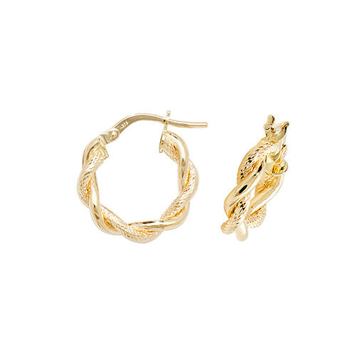 10mm Twist Hoop Earrings - 9ct Yellow Gold