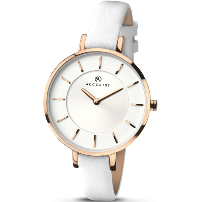 Accurist Ladies White Strap Watch