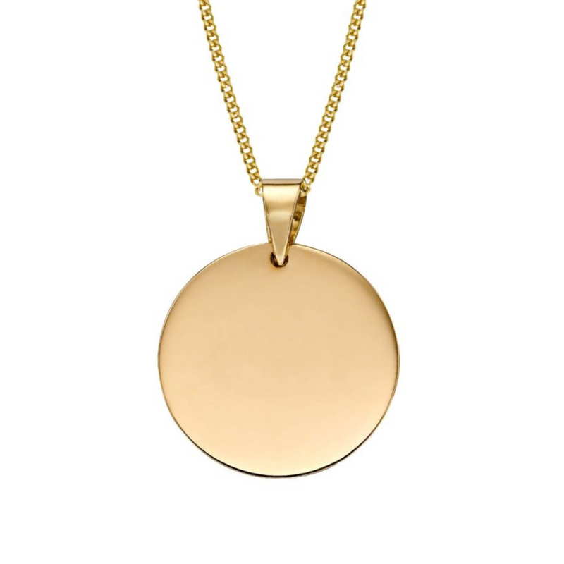 Engravable Disc Pendant Personalised - 9ct Yellow Gold