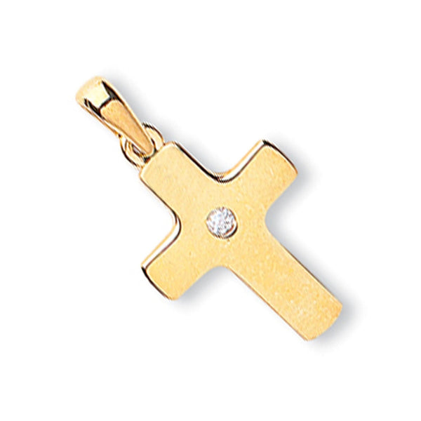 Cross Pendant featuring CZ stone - 9ct Yellow Gold