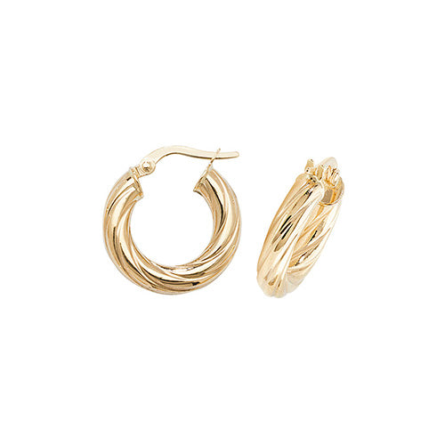 10mm Hoop Earrings - 9ct Yellow Gold