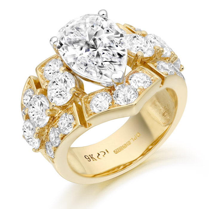 Cocktail CZ Dress Ring - 9ct Yellow Gold