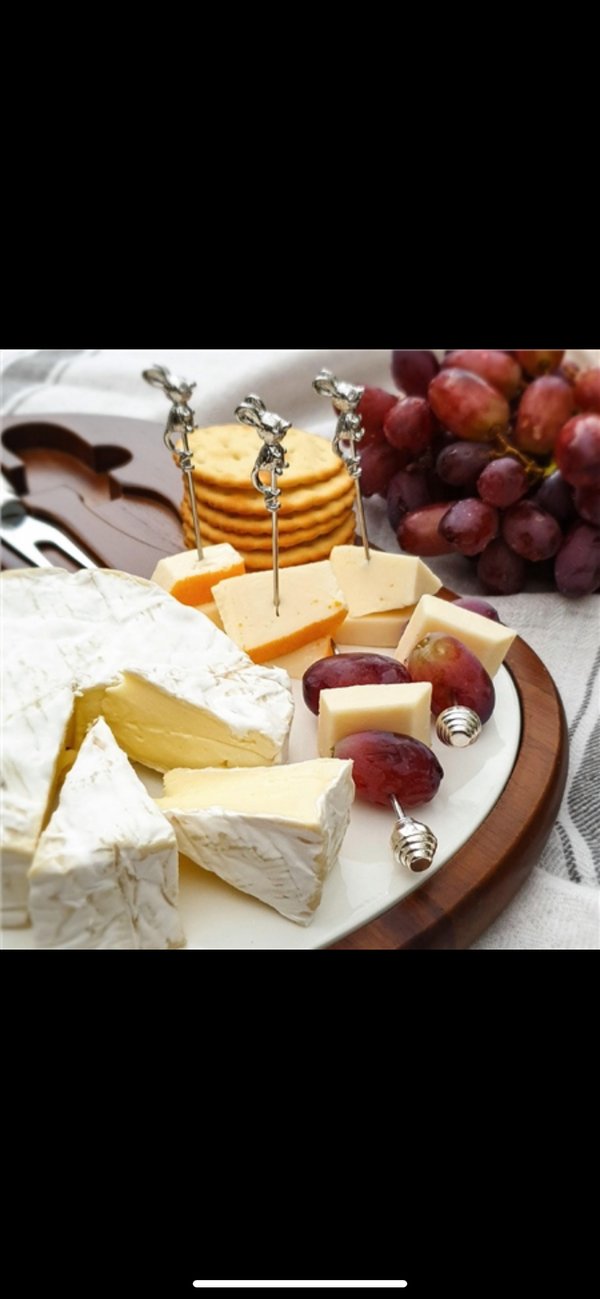 Ceramic & Wood Cheese Board Set