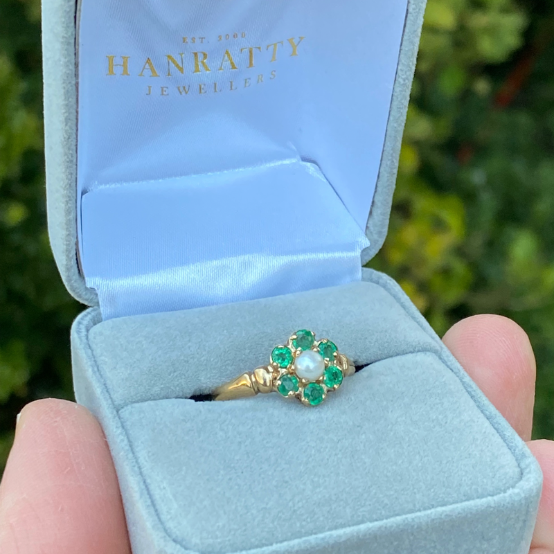 Emerald & Opal Dress Ring - 9ct Yellow Gold