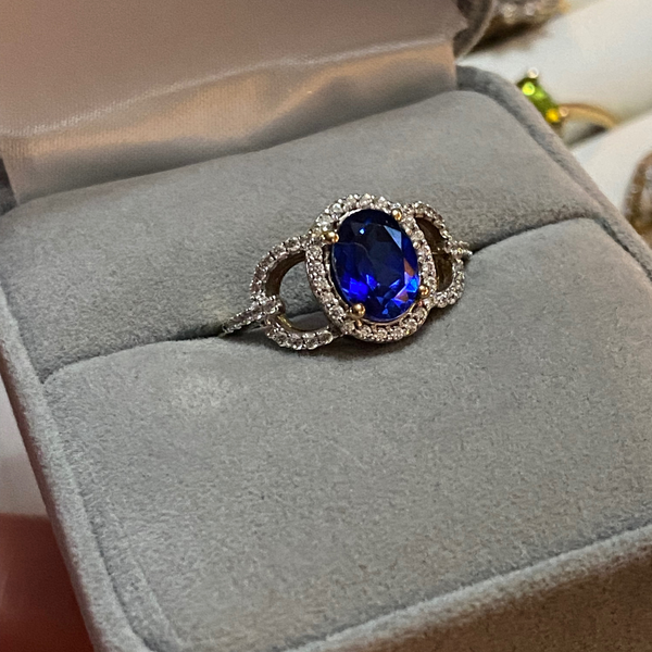 CZ Sapphire Ring - 9ct Gold