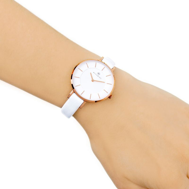 Accurist Ladies White Strap Watch