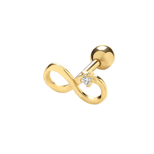 Infinity 6mm Post Stud Piercing - 9ct Yellow Gold - Hanratty Jewellers