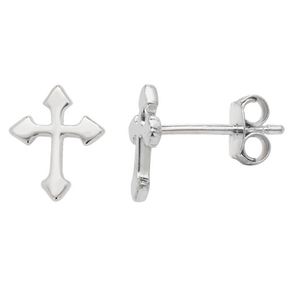 Cross Stud Earrings - Sterling Silver