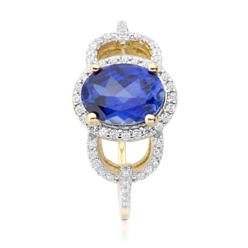 CZ Sapphire Ring - 9ct Gold