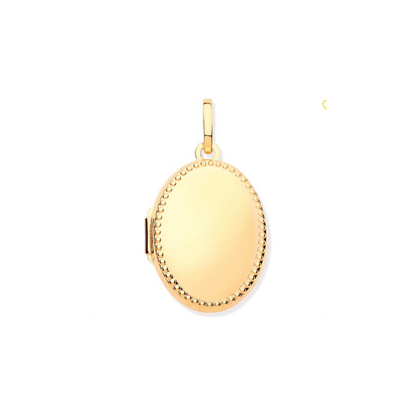 Millgrain Edge Oval Locket - 9ct Yellow Gold