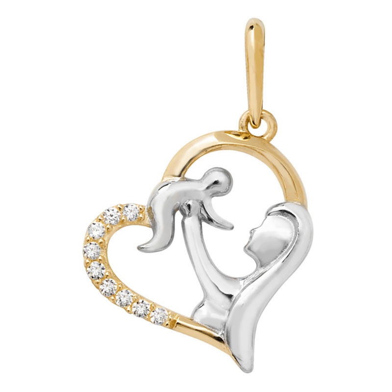 Mother & Baby Necklace - 9ct Yellow & White Gold