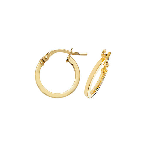 10mm Hoop Earrings - 9ct Yellow Gold