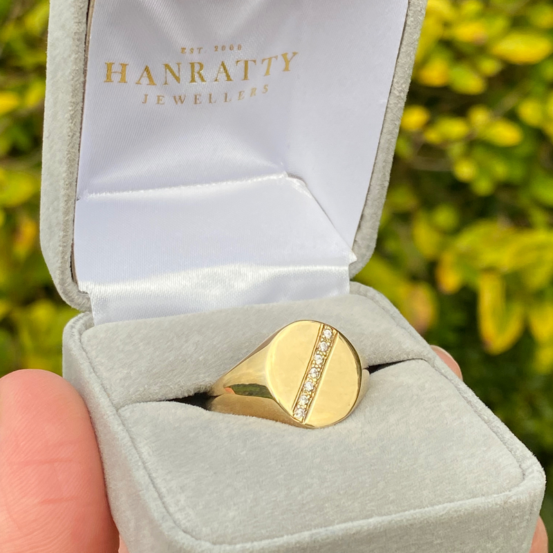 Diamond Signet Ring - 9ct Yellow Gold