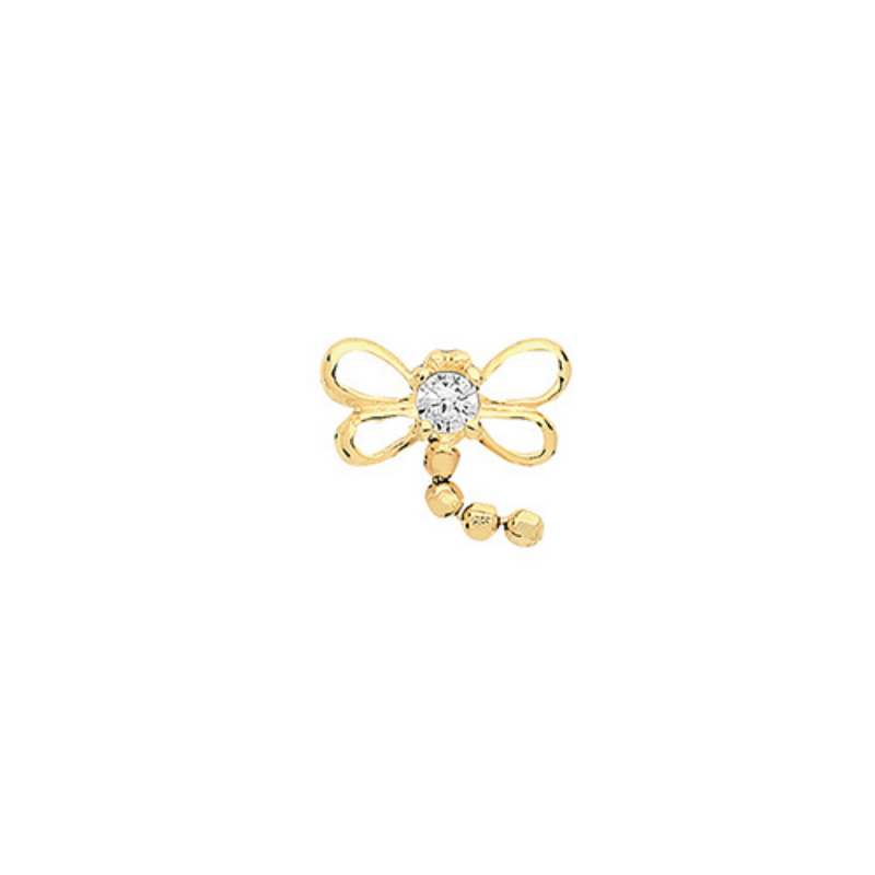 Dragonfly CZ Cartilage Piercing - 9ct Yellow Gold