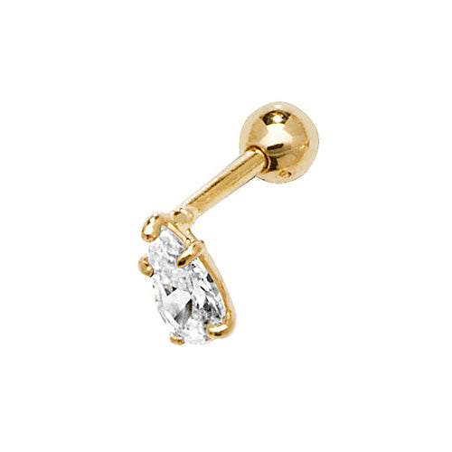 Pear Shaped 6mm Post Stud Piercing - 9ct Yellow Gold - Hanratty Jewellers