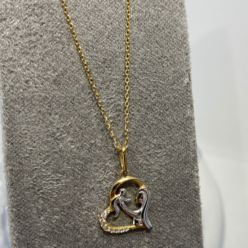 Mother & Baby Necklace - 9ct Yellow & White Gold