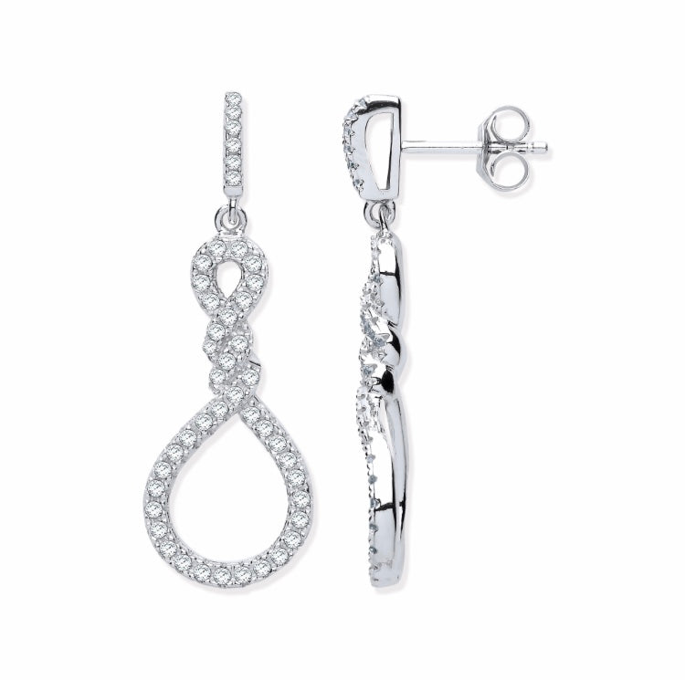 Teardrop Twist Cz Earrings - Sterling Silver - Hanratty Jewellers