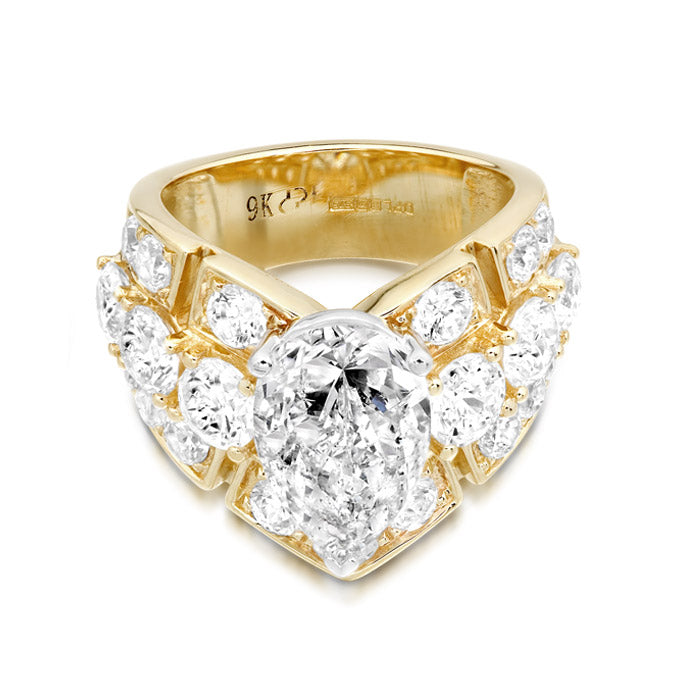 Cocktail CZ Dress Ring - 9ct Yellow Gold