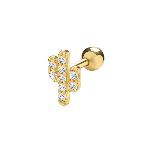 Cactus CZ Cartilage Piercing - 9ct Yellow Gold