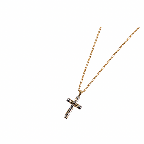 Cross Pendant - 9ct Yellow & White Gold