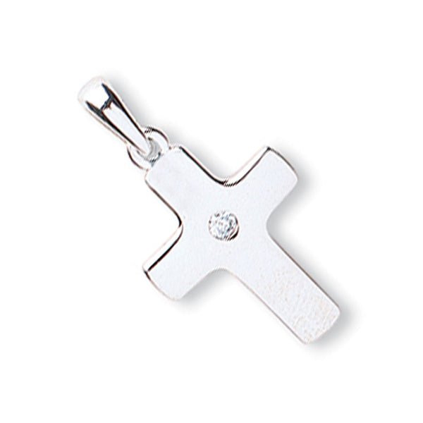 Cubic Zirconia Cross Pendant - 9ct White Gold