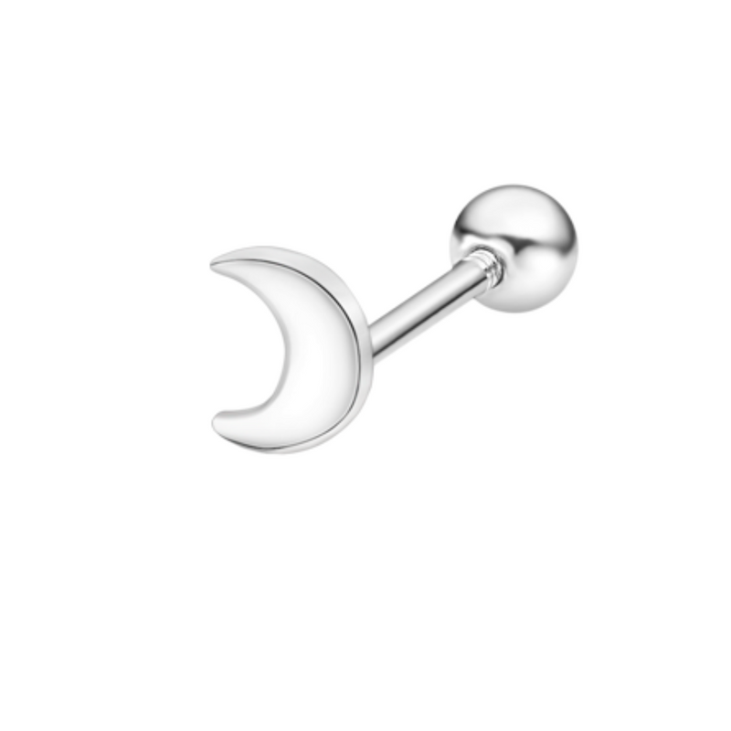 Moon Post Stud Piercing - Sterling Silver