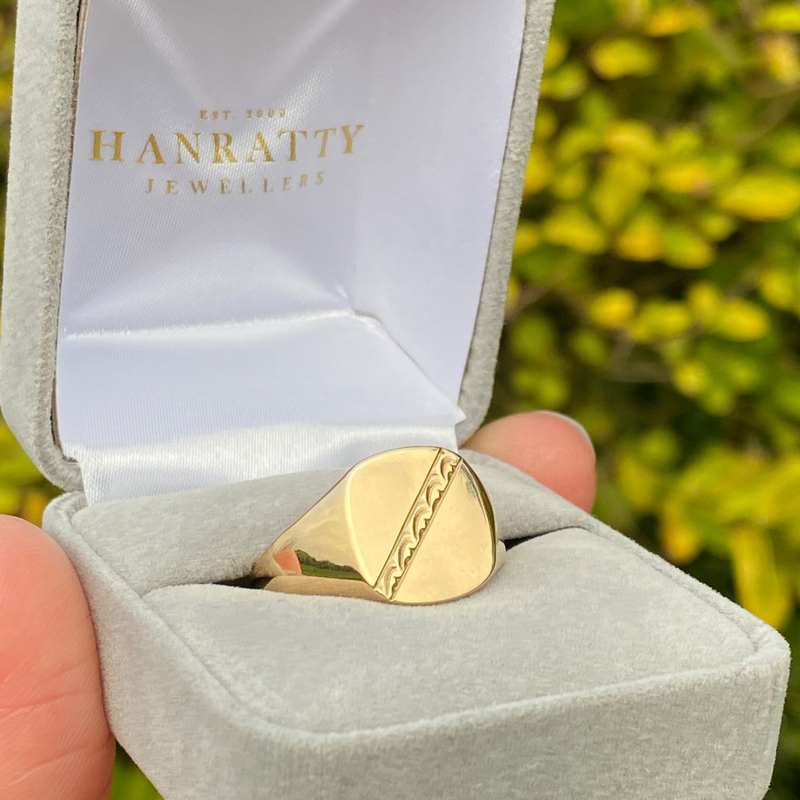 Engraved Signet Ring - 9ct Yellow Gold